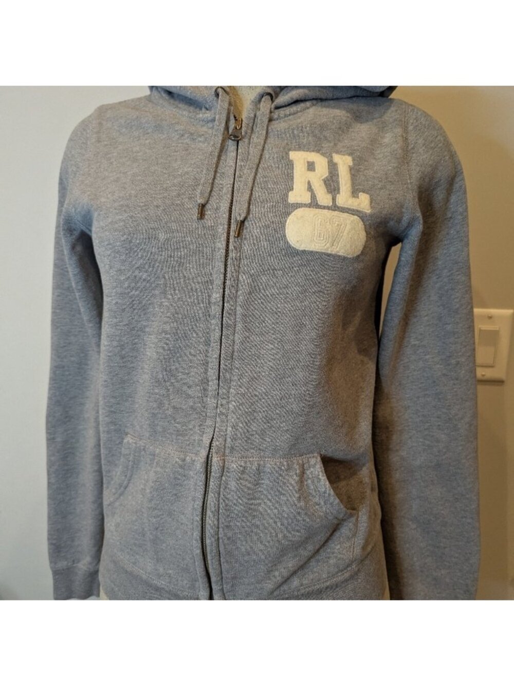 Ralph Lauren Polo Zip Up Hoodie Women L Gray Sweatshirt Classic Y2K Streetwear - Picture 7 of 11